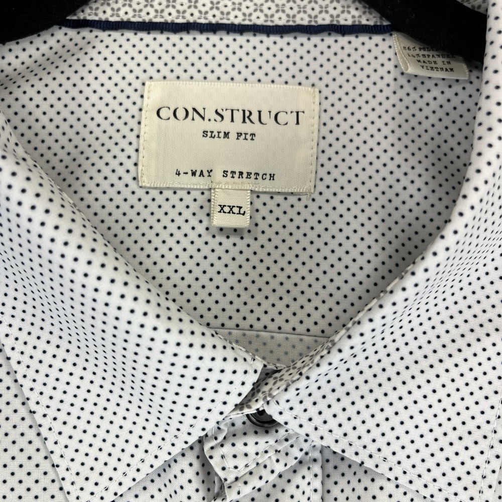 CON.STRUCT dress shirt Men XXL Slim Fit geometric Dot four-way stretch Button Up